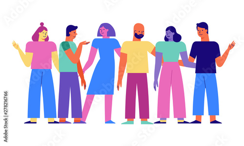 Vector set of cartoon characters in flat line style - business team concept - men and women - design elements for infographics and banners
