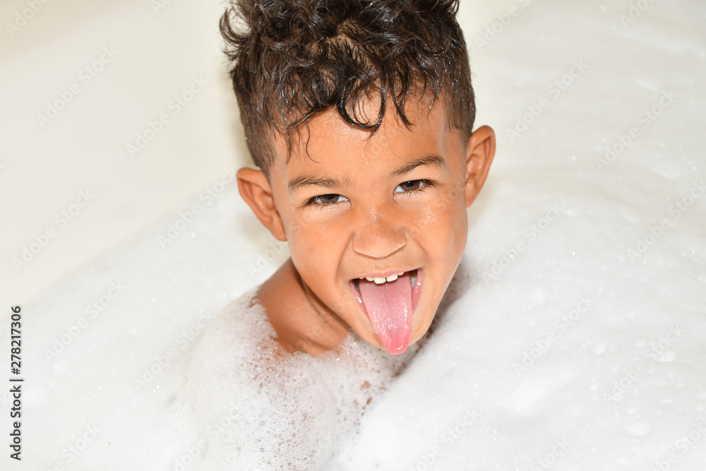 Boy in Bath Sticking out Tongue Boy in Bath Sticking out Tongue