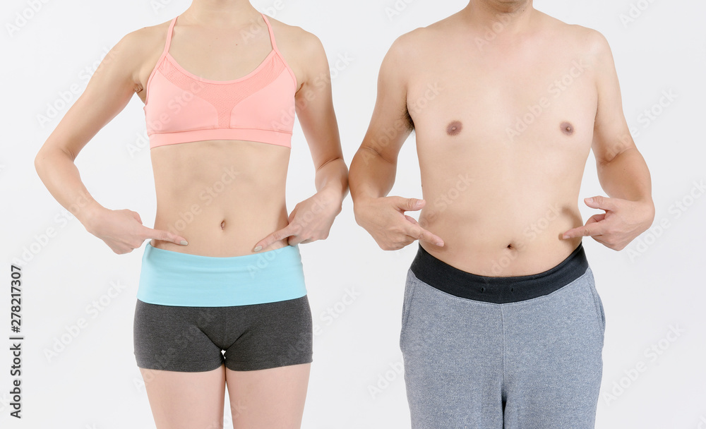 中年太りの男とスタイルの良い女性 Stock 写真 Adobe Stock