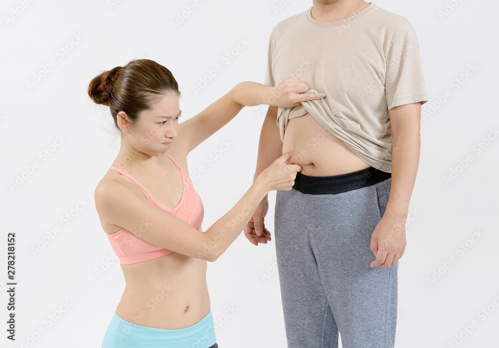 太った男性とスタイルの良い女性 Stock Photo Adobe Stock