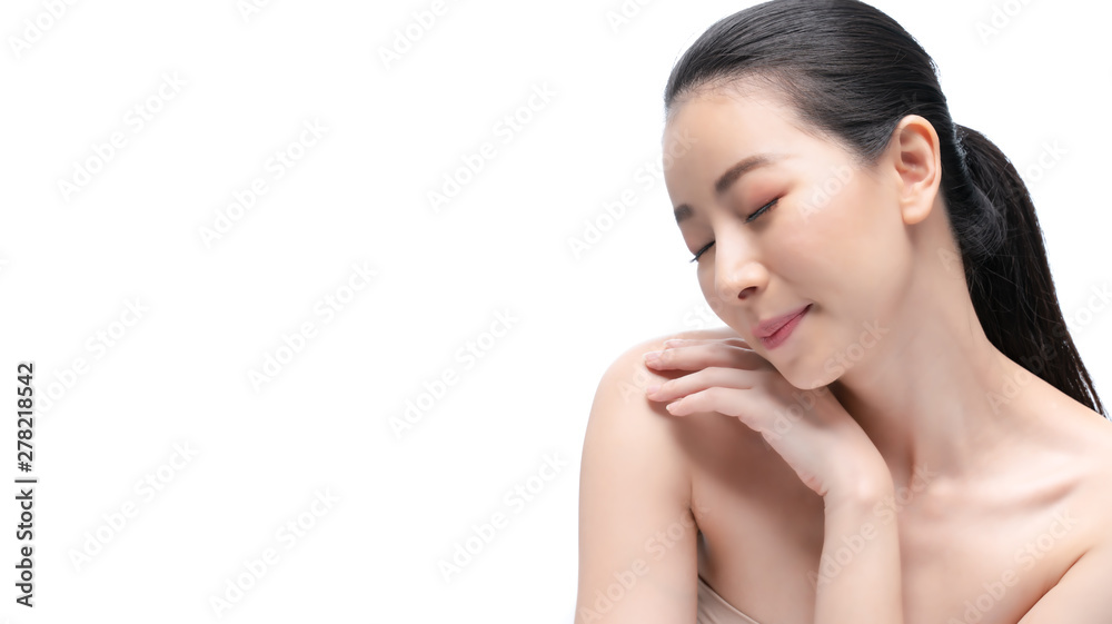 Portrait of young beautiful asian woman with Clean Fresh and without makeup skin. Healthy skin Girl beauty white skin makeup beauty female wellness and cosmetic ideas concept.Facial treatment and spa. Portrait of young beautiful asian woman with Clean Fresh and without makeup skin. Healthy skin Girl beauty white skin makeup beauty female wellness and cosmetic ideas concept.Facial treatment and spa.
