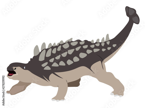 Ankylosaurus, illustration, vector on white background.