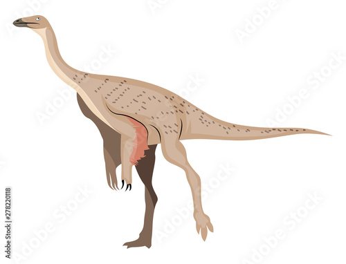 Ornithomimus, illustration, vector on white background.