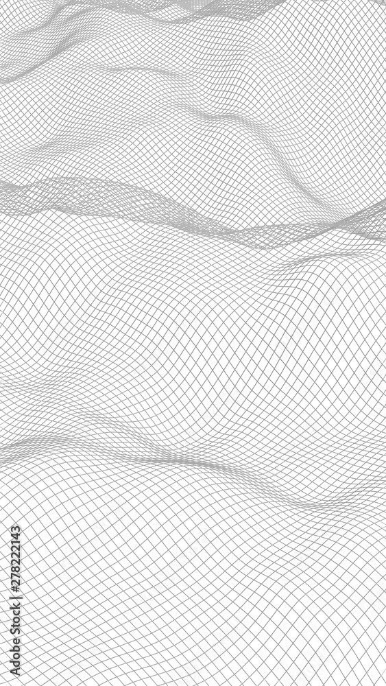 Abstract landscape on a white background. Cyberspace grid. hi tech network. 3d illustration Abstract landscape on a white background. Cyberspace grid. hi tech network. 3d illustration