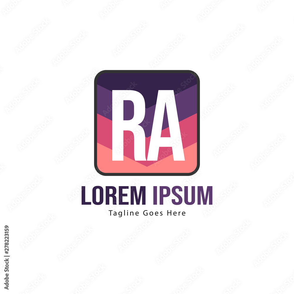 Fototapeta premium Initial RA logo template with modern frame. Minimalist RA letter logo vector illustration