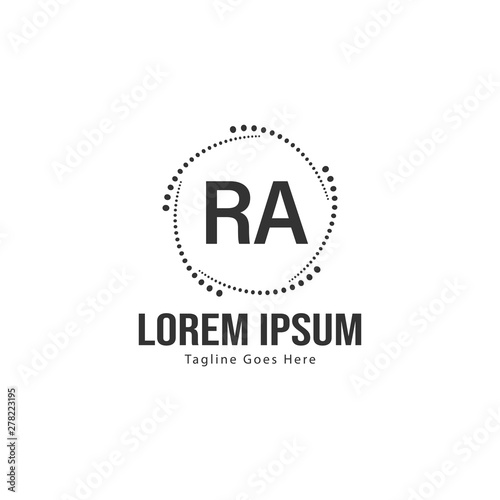 Initial RA logo template with modern frame. Minimalist RA letter logo vector illustration