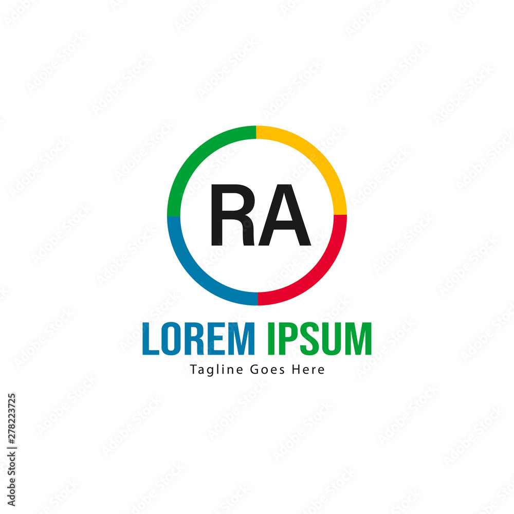 Initial RA logo template with modern frame. Minimalist RA letter logo vector illustration