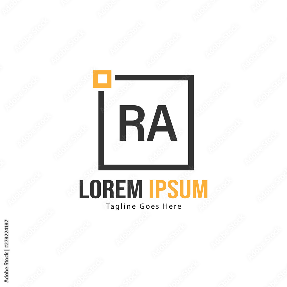 Obraz premium Initial RA logo template with modern frame. Minimalist RA letter logo vector illustration