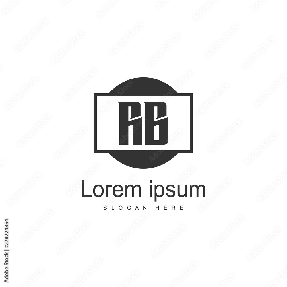 Initial RB logo template with modern frame. Minimalist RB letter logo vector illustration