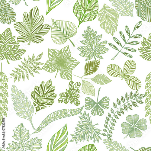 Seamless pattern with abstract leaves. Vector illustration.