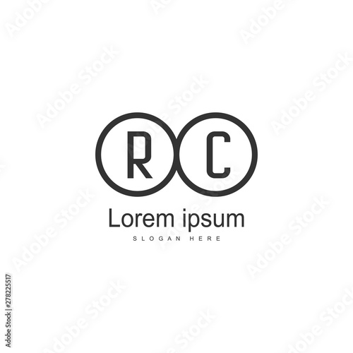 Initial RC logo template with modern frame. Minimalist RC letter logo vector illustration