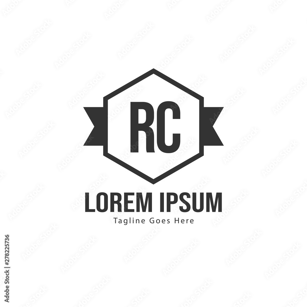 Initial RC logo template with modern frame. Minimalist RC letter logo vector illustration