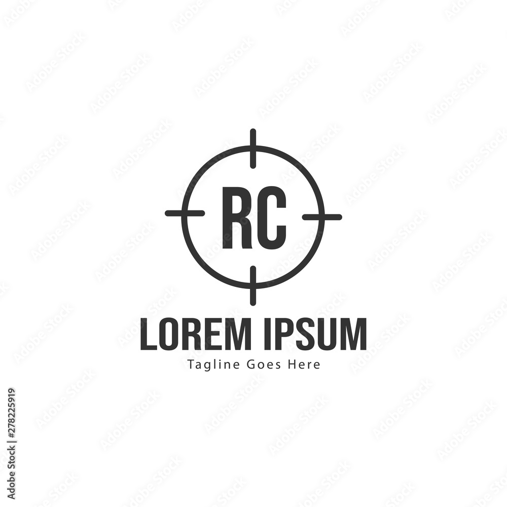 Initial RC logo template with modern frame. Minimalist RC letter logo vector illustration