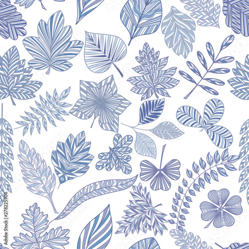 Seamless pattern with abstract leaves. Vector illustration.