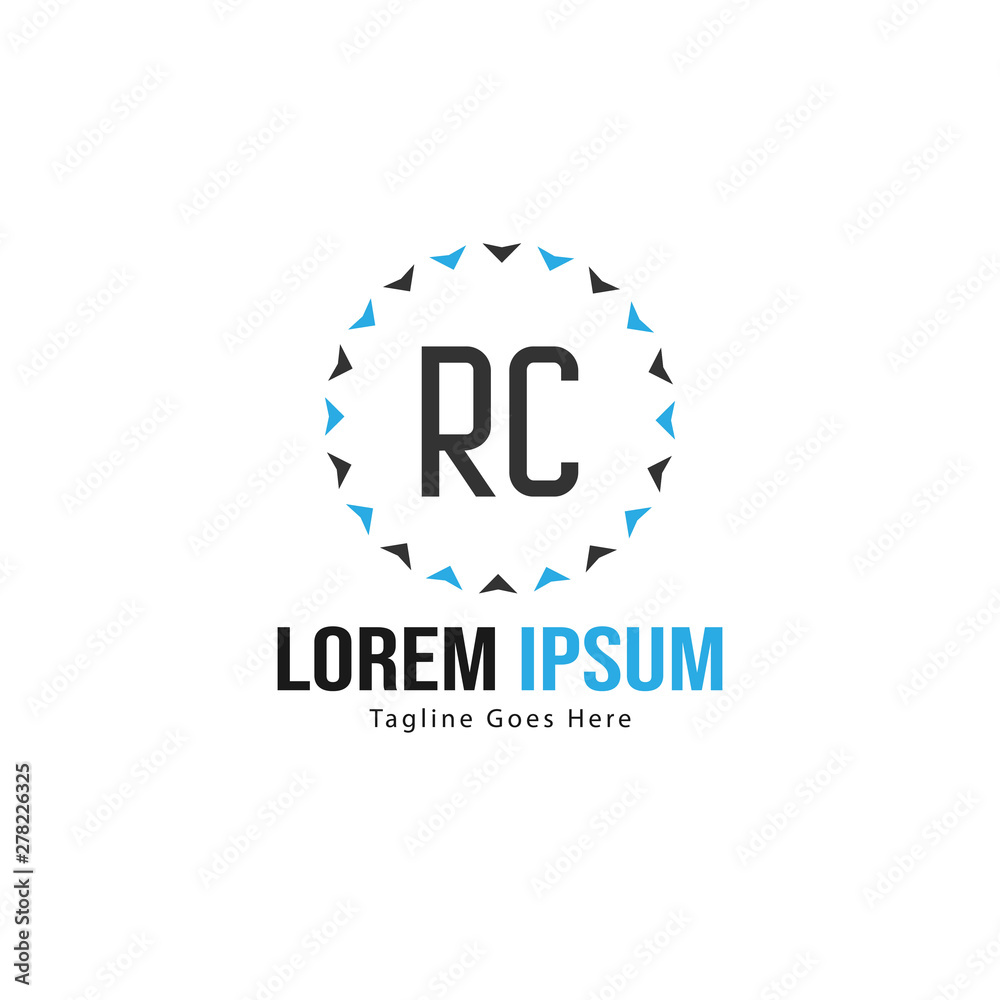 Fototapeta premium Initial RC logo template with modern frame. Minimalist RC letter logo vector illustration