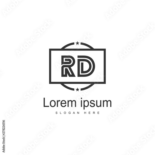 Initial RD logo template with modern frame. Minimalist RD letter logo vector illustration