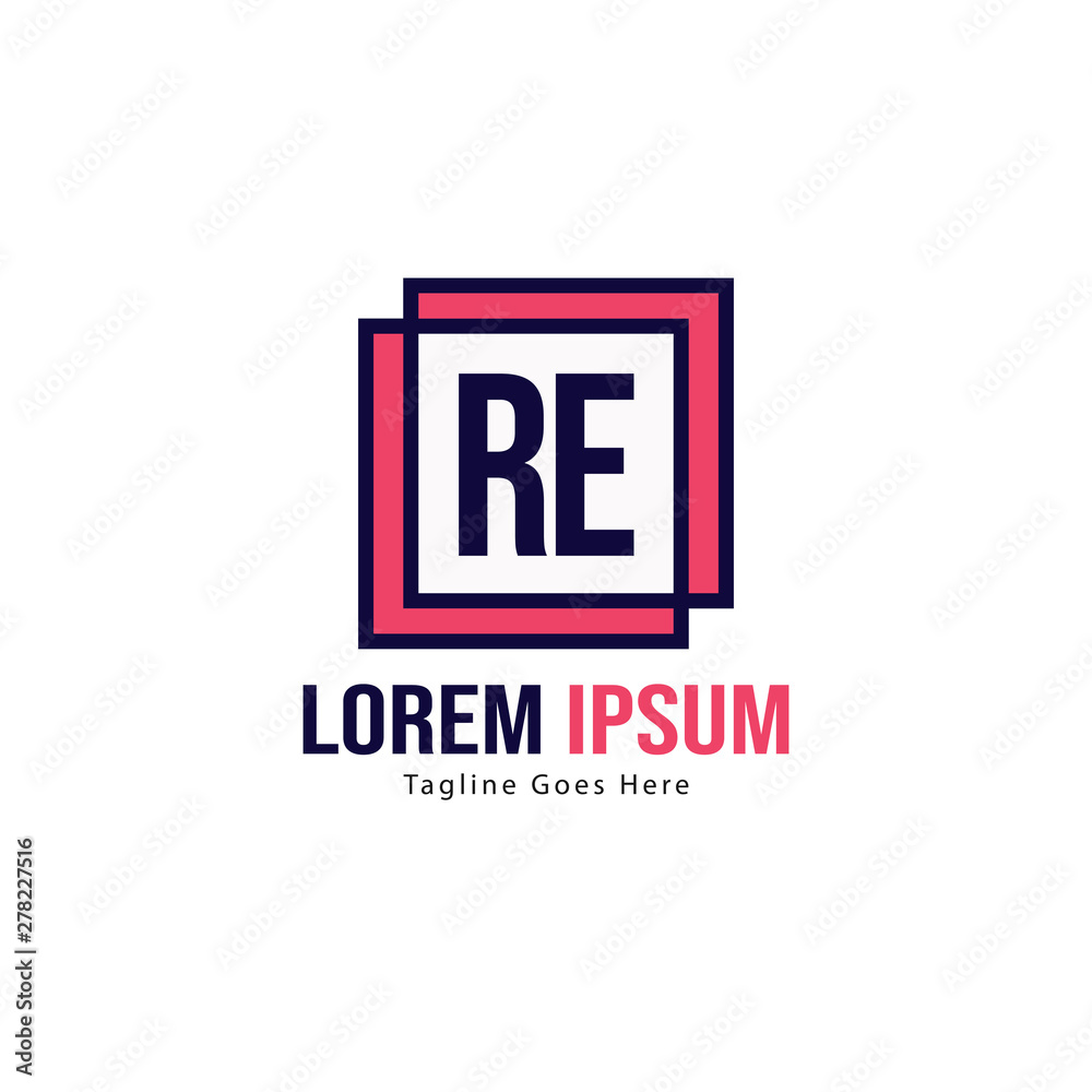 Fototapeta premium Initial RE logo template with modern frame. Minimalist RE letter logo vector illustration