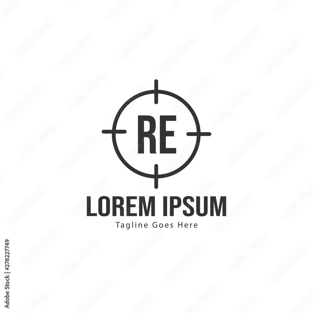 Initial RE logo template with modern frame. Minimalist RE letter logo vector illustration Initial RE logo template with modern frame. Minimalist RE letter logo vector illustration