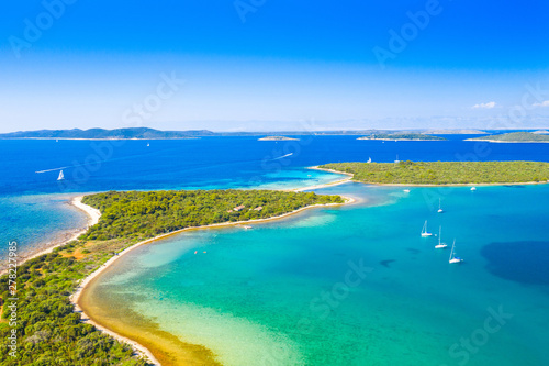 Beautiful archipelago on the island of Dugi Otok in Croatia  aerial seascape