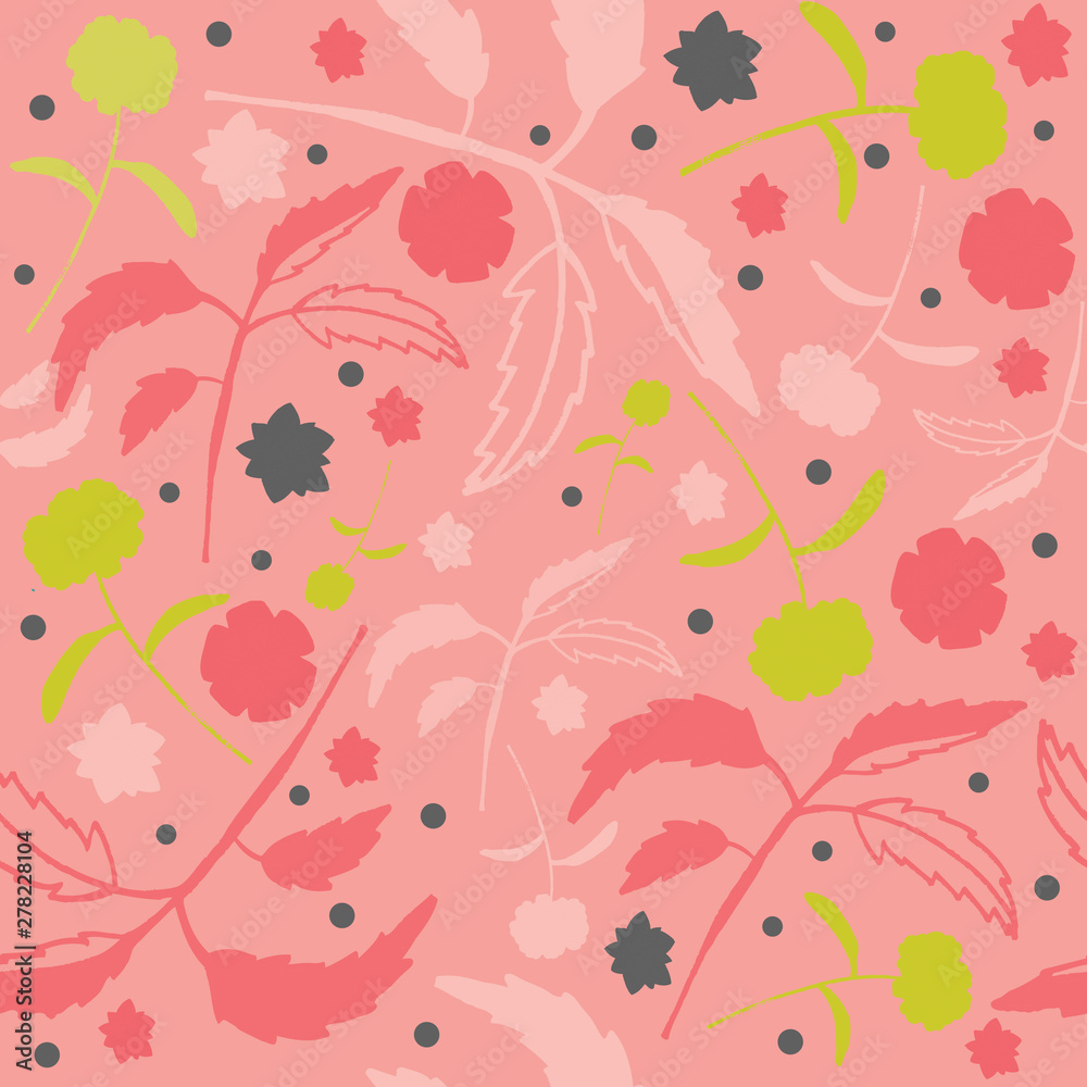 Feminine Floral Silhouette Seamless Repeating Pattern