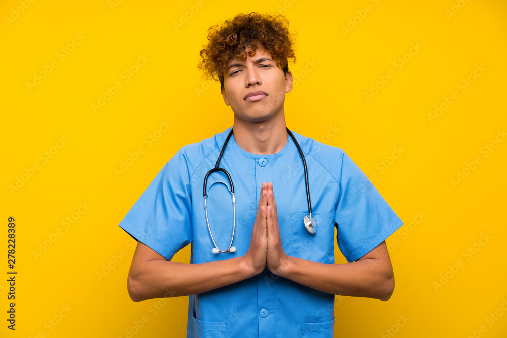 Surgeon doctor african american man pleading Surgeon doctor african american man pleading