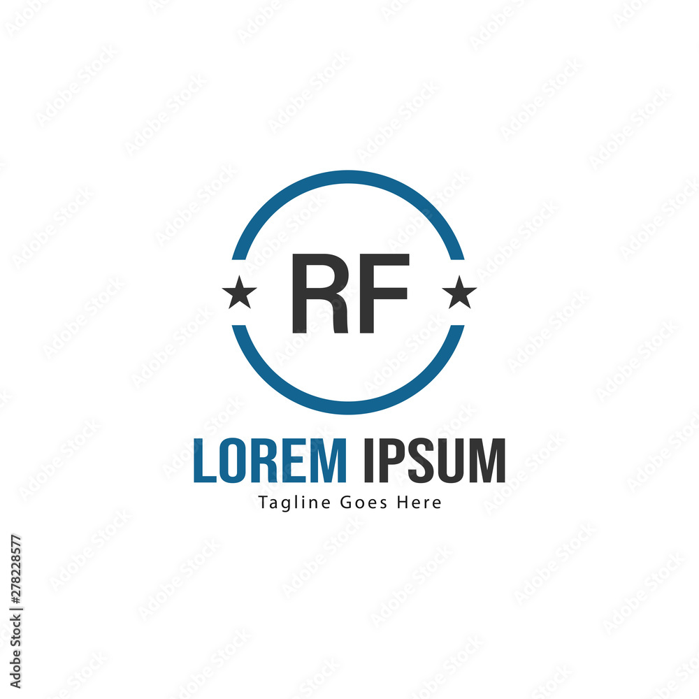 Initial RF logo template with modern frame. Minimalist RF letter logo vector illustration Initial RF logo template with modern frame. Minimalist RF letter logo vector illustration