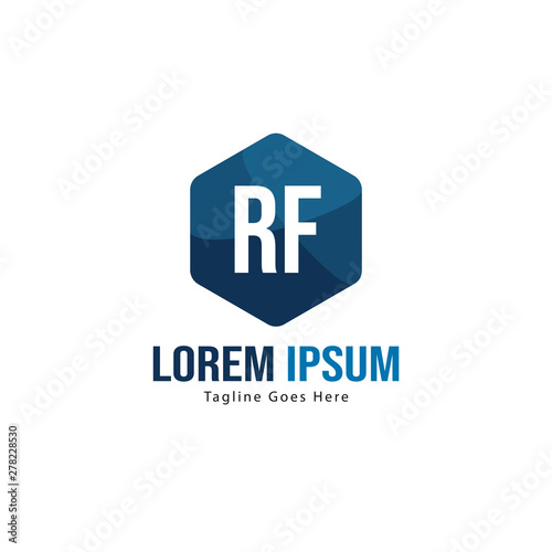 Initial RF logo template with modern frame. Minimalist RF letter logo vector illustration