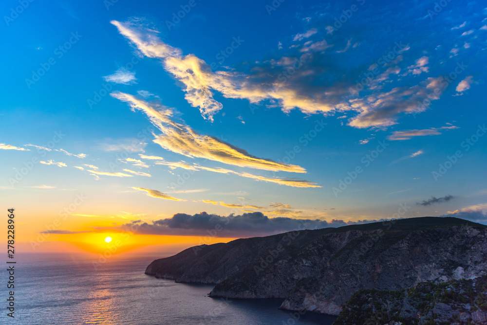 Sea landscape at the sunset, Zakynthos island, Greece
