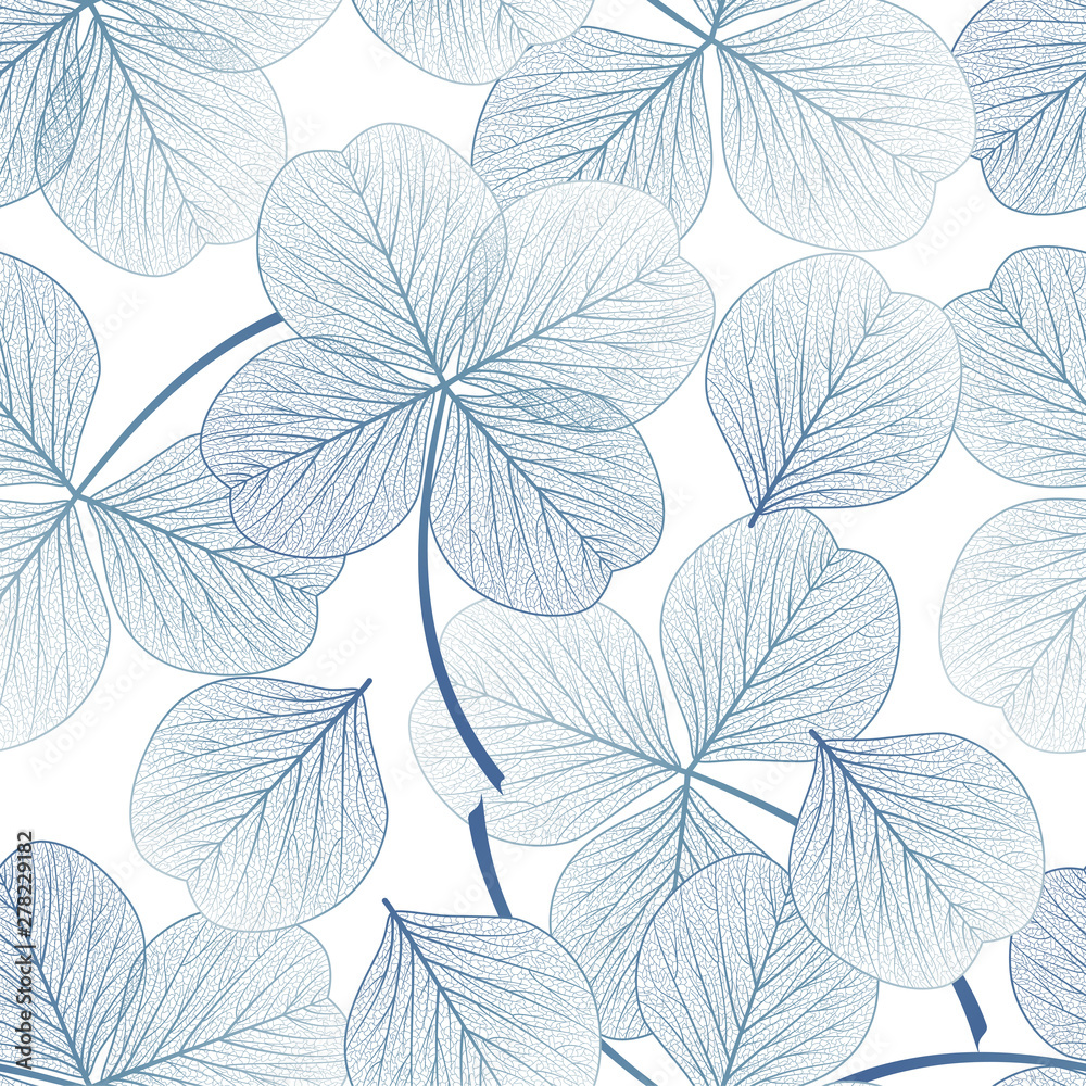 Seamless pattern with  clover leaves. Vector illustration.
