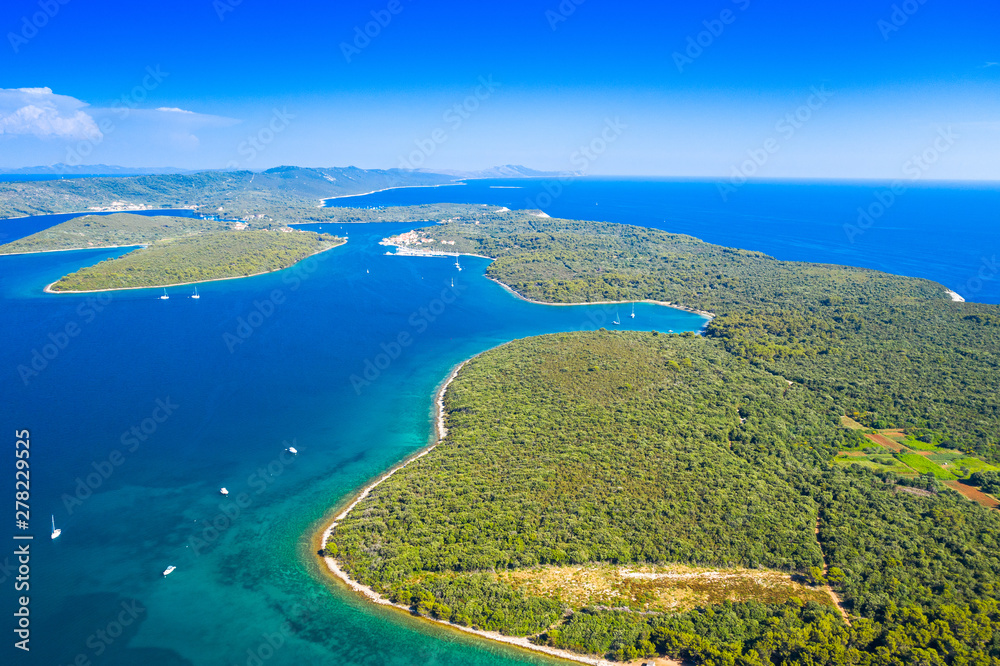 Beautiful archipelago on the island of Dugi Otok in Croatia, aerial seascape
