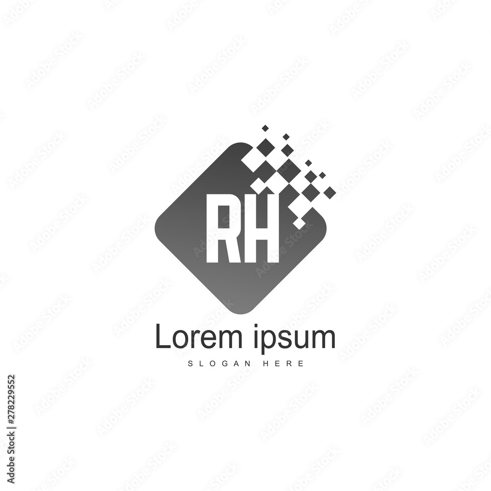 Initial RH logo template with modern frame. Minimalist RH letter logo vector illustration