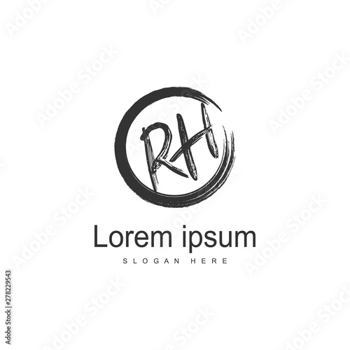 Initial RH logo template with modern frame. Minimalist RH letter logo vector illustration