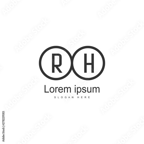 Initial RH logo template with modern frame. Minimalist RH letter logo vector illustration