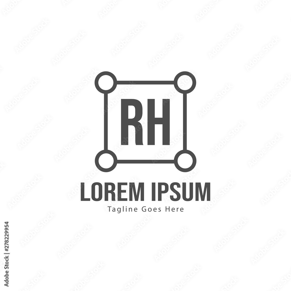 Initial RH logo template with modern frame. Minimalist RH letter logo vector illustration Initial RH logo template with modern frame. Minimalist RH letter logo vector illustration