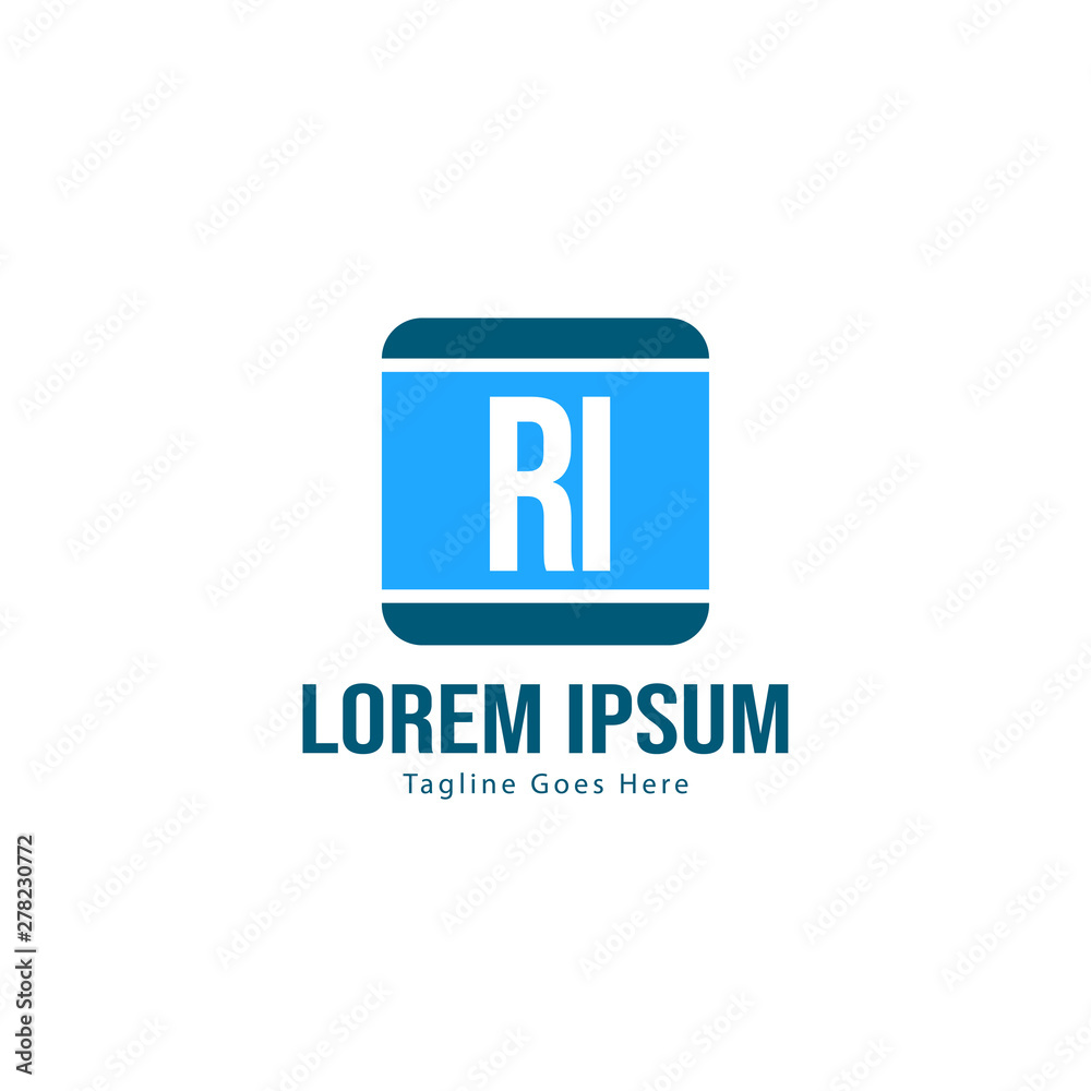 Obraz premium Initial RI logo template with modern frame. Minimalist RI letter logo vector illustration