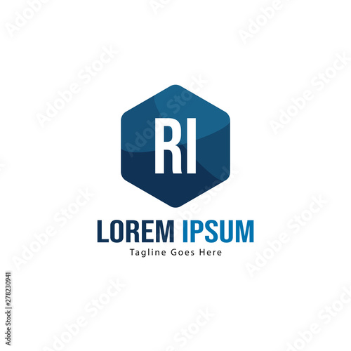 Initial RI logo template with modern frame. Minimalist RI letter logo vector illustration © Robani