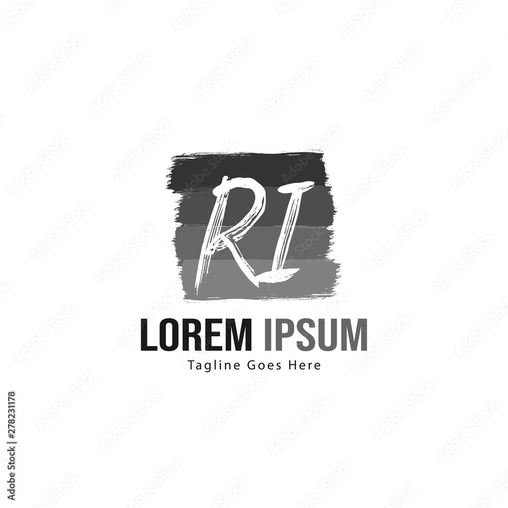 Initial RI logo template with modern frame. Minimalist RI letter logo vector illustration