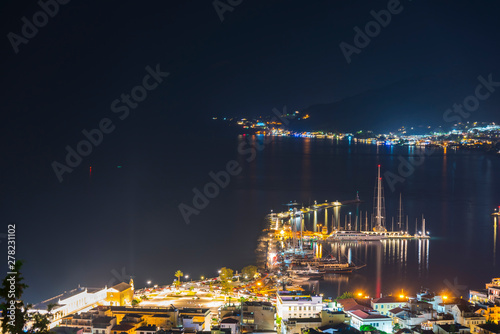 Zante city view by night from the hill, Zakynthos island, Greece