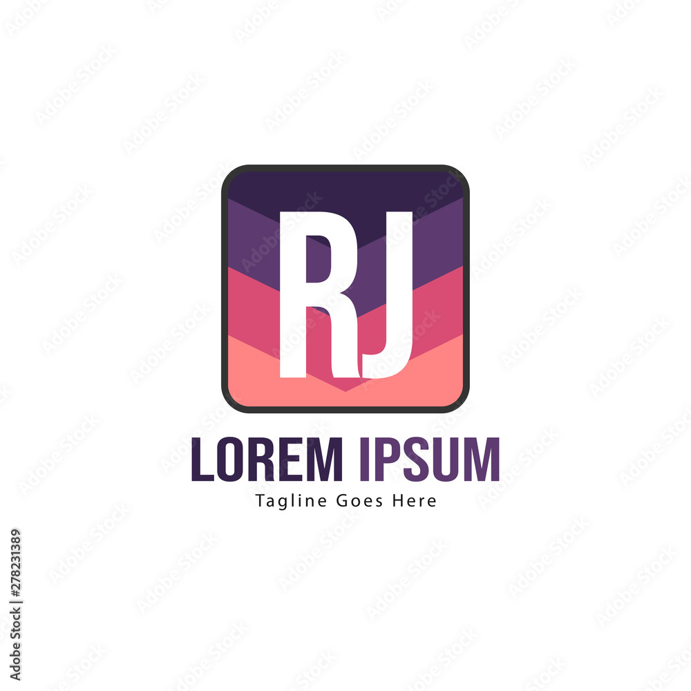 Fototapeta premium Initial RJ logo template with modern frame. Minimalist RJ letter logo vector illustration