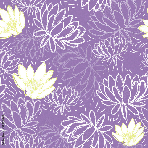 Fototapeta Naklejka Na Ścianę i Meble -  Water Lily Pattern Hand Drawn