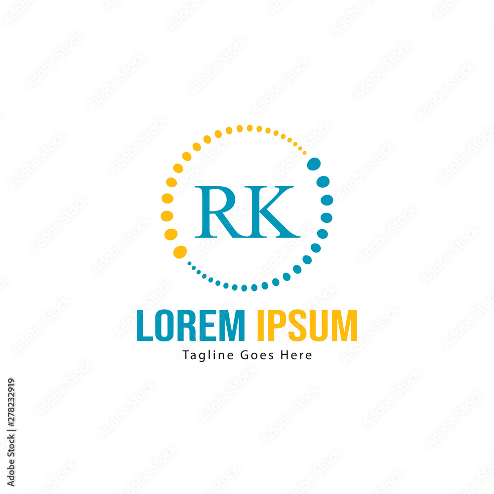Obraz premium Initial RK logo template with modern frame. Minimalist RK letter logo vector illustration