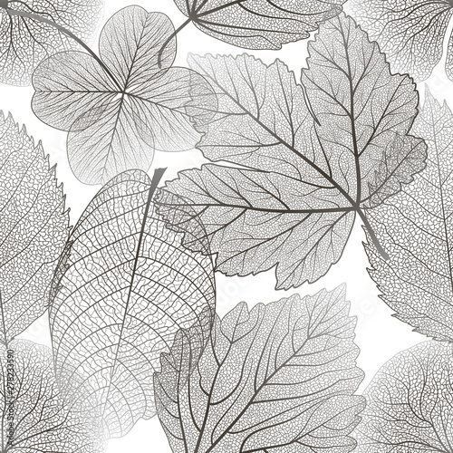 Seamless pattern with leaves. Vector illustration.