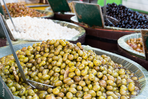 Fresh olives for sale at a street market in Provence France
