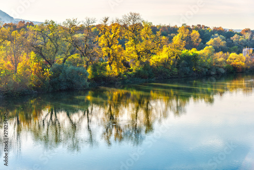 Fototapeta Naklejka Na Ścianę i Meble -  Autumn landscape with  Mures river