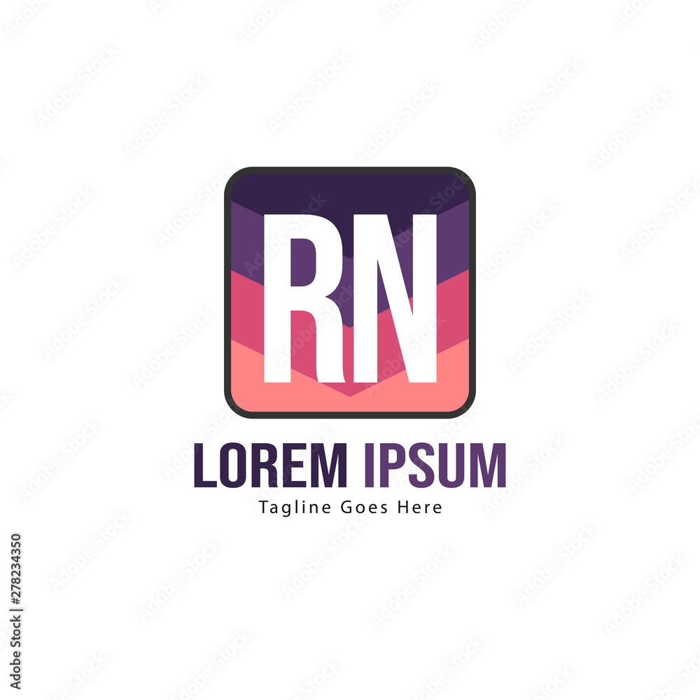 Fototapeta premium Initial RN logo template with modern frame. Minimalist RN letter logo vector illustration