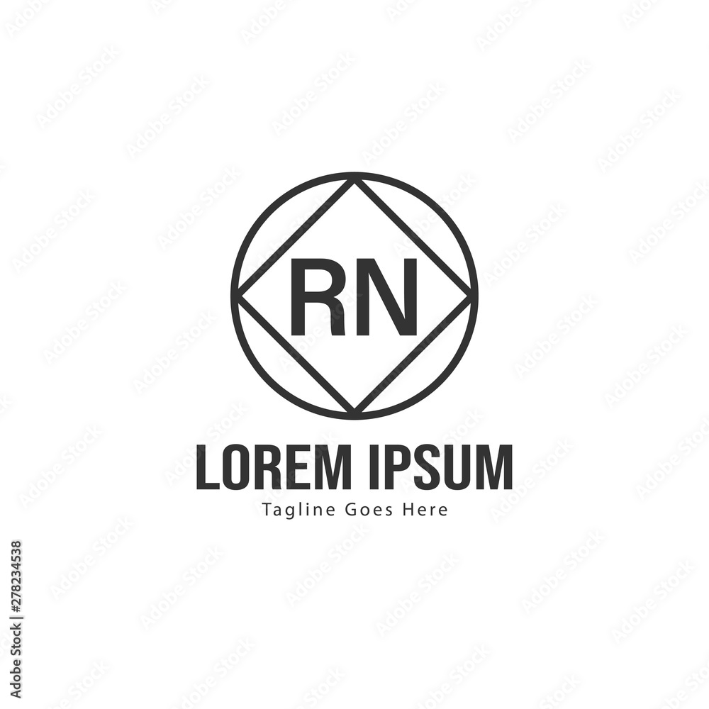 Initial RN logo template with modern frame. Minimalist RN letter logo vector illustration Initial RN logo template with modern frame. Minimalist RN letter logo vector illustration