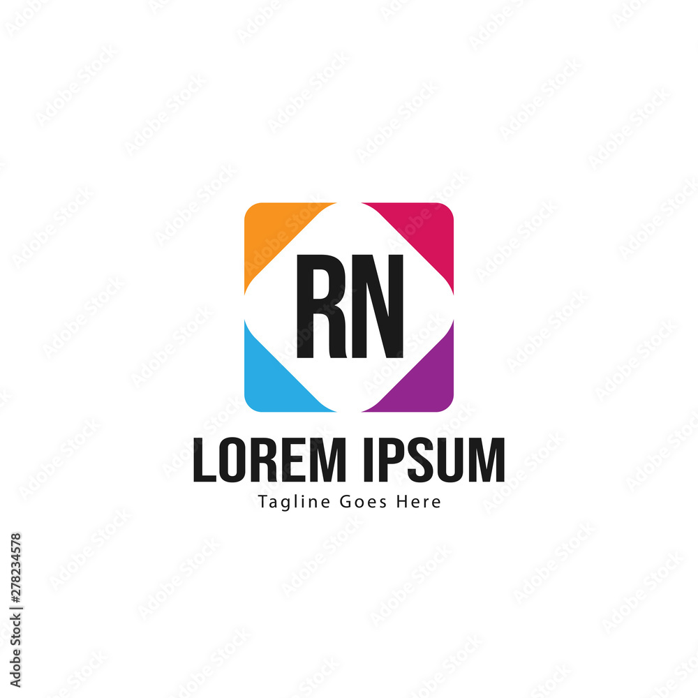 Initial RN logo template with modern frame. Minimalist RN letter logo vector illustration Initial RN logo template with modern frame. Minimalist RN letter logo vector illustration