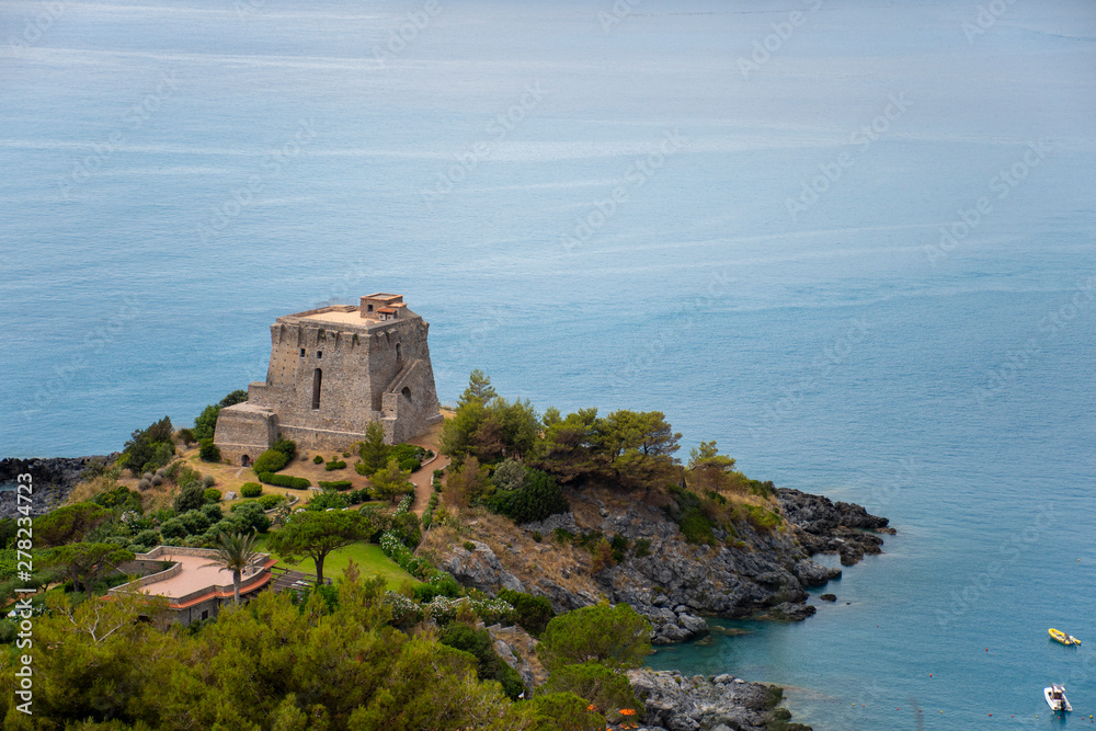 Crawford tower, San Nicola Arcella, Mediterranean sea (Tyrrhenian), Calabria, Italy