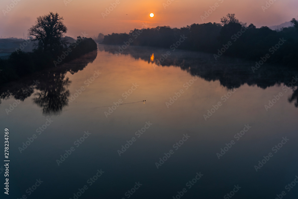 Morning sunrise near the river
