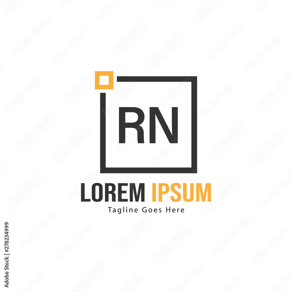 Obraz premium Initial RN logo template with modern frame. Minimalist RN letter logo vector illustration